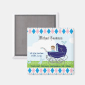 Cute Blue Baby Carriage Magneet (Voorkant / Achterkant)