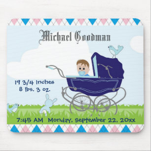 Cute Blue Baby Carriage Muismat