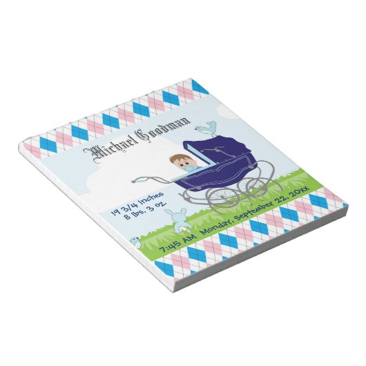 Cute Blue Baby Carriage Notitieblok (Schuin)