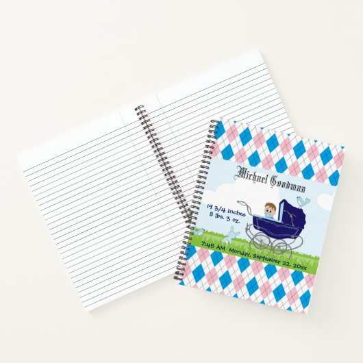 Cute Blue Baby Carriage Notitieboek (Binnen)