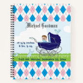 Cute Blue Baby Carriage Notitieboek (Voorkant)
