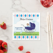 Cute  Blue Baby Carriage Servet (Insitu)