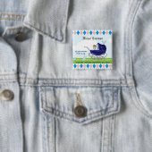 Cute Blue Baby Carriage Vierkante Button 5,1 Cm (In situ)