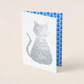 Cute Blue Baby Cat Baby shower Bedankt Folie Kaarten (Voorkant)