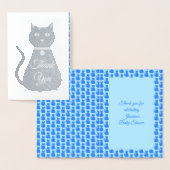 Cute Blue Baby Cat Baby shower Bedankt Folie Kaarten (Display)