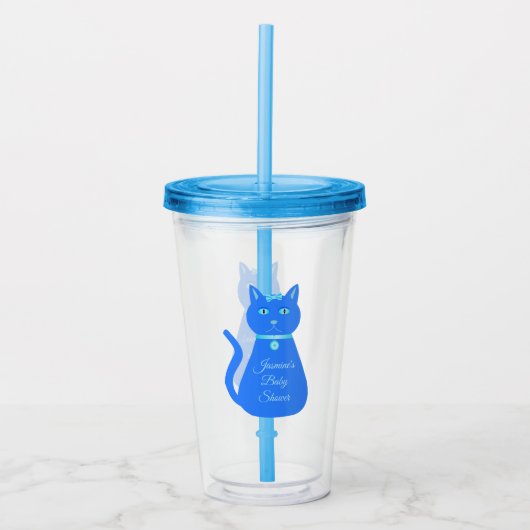 Cute Blue Baby Cat Custom Baby shower Acryl Drinkbeker (Voorkant)