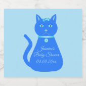 Cute Blue Baby Cat Custom Baby shower Bier Etiket (Enkel label)