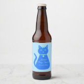 Cute Blue Baby Cat Custom Baby shower Bier Etiket (Voorkant)
