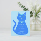 Cute Blue Baby Cat Custom Baby shower Briefkaart (Staand voorkant)
