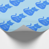 Cute Blue Baby Cat Custom Baby shower Cadeaupapier (Hoek)