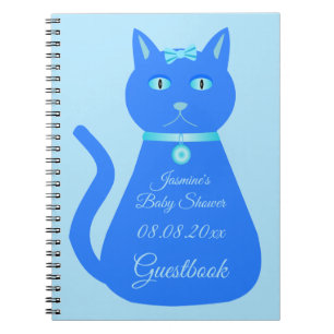 Cute Blue Baby Cat Custom Baby shower Notitieboek