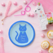 Cute Blue Baby Cat Custom Baby shower Papieren Bordje (Feest)