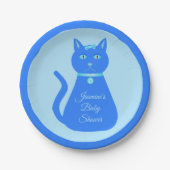 Cute Blue Baby Cat Custom Baby shower Papieren Bordje (Voorkant)