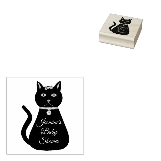 Cute Blue Baby Cat Custom Baby shower Rubberstempel (Gestempeld)