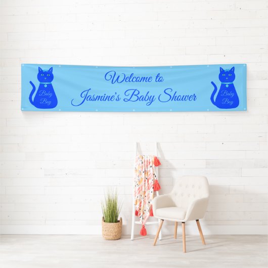Cute Blue Baby Cat Custom Baby shower Spandoek (Insitu)