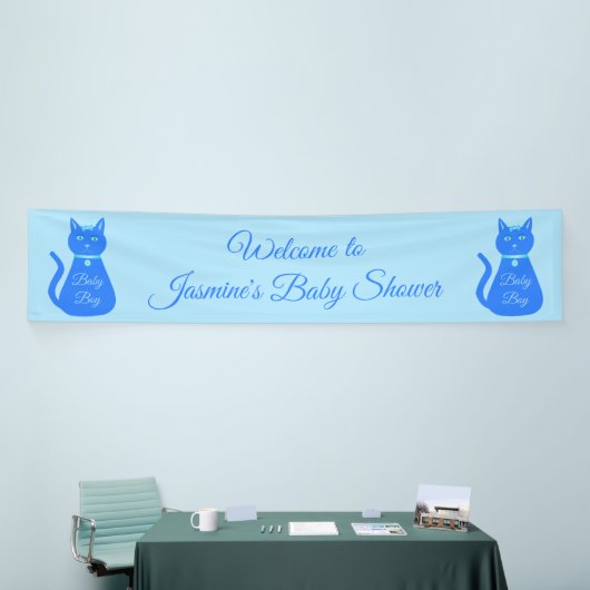 Cute Blue Baby Cat Custom Baby shower Spandoek (Beurs)