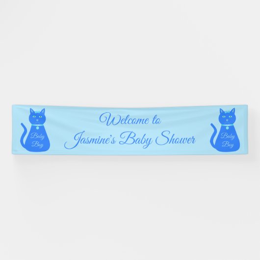 Cute Blue Baby Cat Custom Baby shower Spandoek (Horizontaal)
