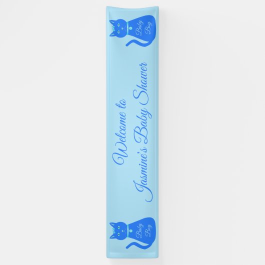 Cute Blue Baby Cat Custom Baby shower Spandoek (Verticaal)
