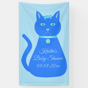 Cute Blue Baby Cat Custom Baby shower Spandoek