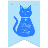 Cute Blue Baby Cat Custom Baby shower Vlaggetjes (Tweede vlag)