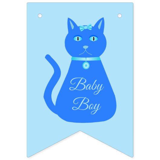 Cute Blue Baby Cat Custom Baby shower Vlaggetjes (Tweede vlag)