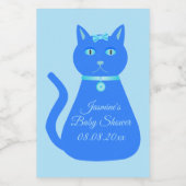 Cute Blue Baby Cat Custom Baby shower Wijn Etiket (Enkel label)