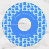 Cute Blue Baby Cat Custom Baby shower Wijnglaslabel (Achterkant)