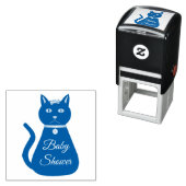 Cute Blue Baby Cat Custom Baby shower Zelfinktende Stempel (In situ)