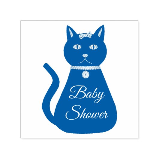 Cute Blue Baby Cat Custom Baby shower Zelfinktende Stempel (Design)