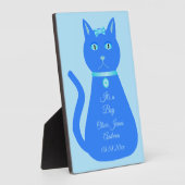 Cute Blue Baby Cat Custom Birth Notice Fotoplaat (Zijkant)
