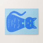 Cute Blue Baby Cat Custom Birth Notice Legpuzzel (Horizontaal)