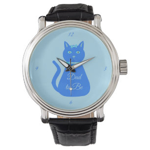 Cute Blue Baby Cat Custom Dad to be Horloge