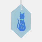 Cute Blue Baby Cat Custom First Kerstmis Glas Ornament (Voorkant Rechts)