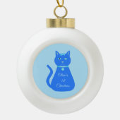 Cute Blue Baby Cat Custom First Kerstmis Keramische Bal Ornament (Voorkant)