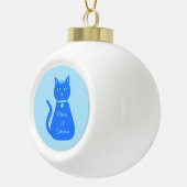 Cute Blue Baby Cat Custom First Kerstmis Keramische Bal Ornament (Rechts)