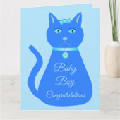 Cute Blue Baby Cat Custom Gefeliciteerd Kaart (Voorkant)