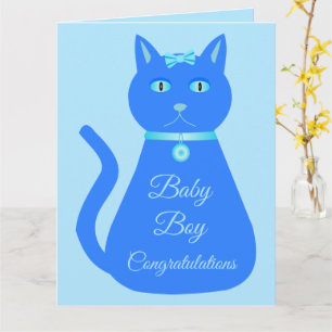 Cute Blue Baby Cat Custom Gefeliciteerd Kaart