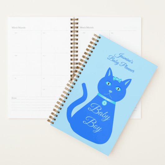 Cute Blue Baby Cat Custom Pregnancy Planner (Display)