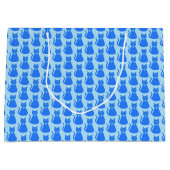 Cute Blue Baby Cat Pattered Baby shower Groot Cadeauzakje (Voorkant)