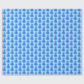 Cute Blue Baby Cat Pattered Cadeaupapier (Vlak)