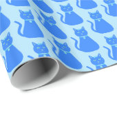 Cute Blue Baby Cat Pattered Cadeaupapier (Rol Hoek)