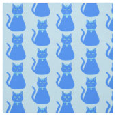 Cute Blue Baby Cat Pattered Stof (Swatch)