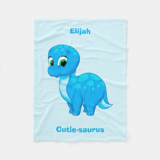 Cute Blue Baby Dinosaur Fleece Deken (Voorkant)