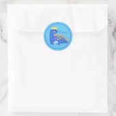 Cute Blue Baby Dinosaur Ronde Sticker (Tas)