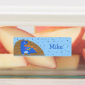 Cute Blue Baby Dinosaur Sparking Star Labels (Aangebracht)