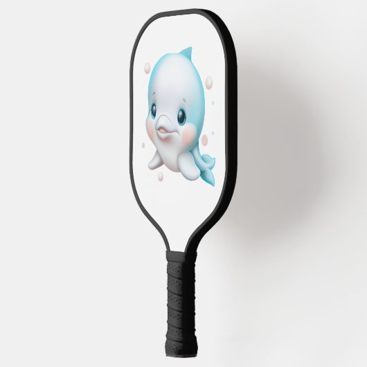 Cute Blue Baby Dolphin Pickleball Paddle (Links)