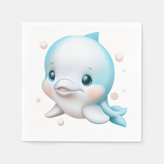 Cute Blue Baby Dolphin Servet (Voorkant)