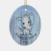 Cute Blue Baby Elephant 1e Kerstmis Keramisch Ornament (Rechts)