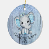 Cute Blue Baby Elephant 1e Kerstmis Keramisch Ornament (Links)
