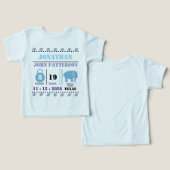 Cute Blue Baby Elephant Birth Announcement (Ontwerp Voorkant & Achterkant)